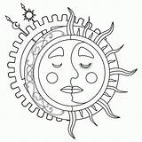 Moon Sun Pages Coloring Tattoo Steampunk Hippie Lineart Drawings Adult Deviantart Earth Adults Nature Popular Getdrawings Print Template Description Coloringhome sketch template
