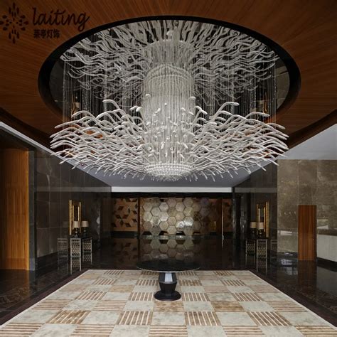 modern hotel lobby custom  chandelier light   ceiling view