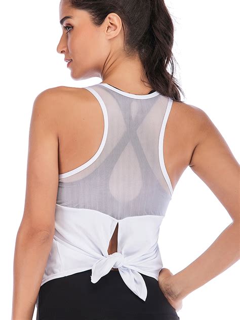 Workout Tops For Women Loose Fit Racerback Tank Tops Tie Back Running