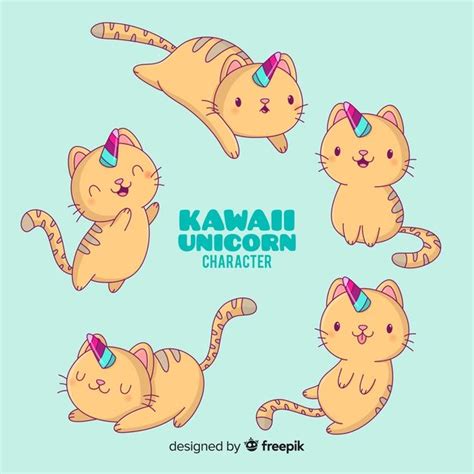 kawaii cat unicorn character collection   cute cat