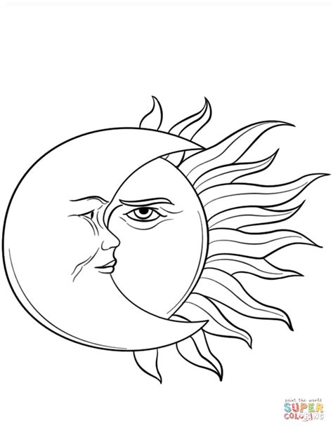 sun  moon face coloring pages