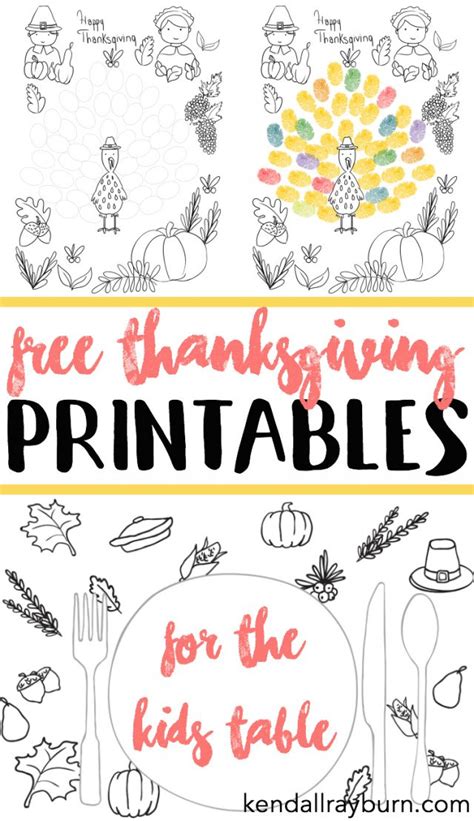 thanksgiving printables   kids table enjoy