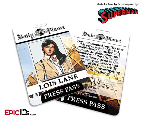 superman classic comic daily planet press pass cosplay id badge lois