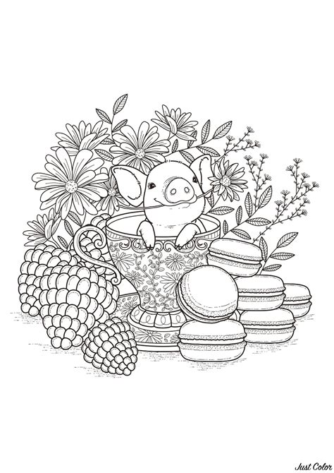 baby pork pigs adult coloring pages