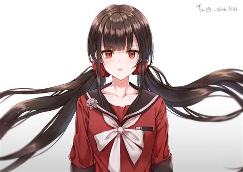 bow brown hair cropped cuna qunya dangan ronpa gradient harukawa maki long hair new dangan