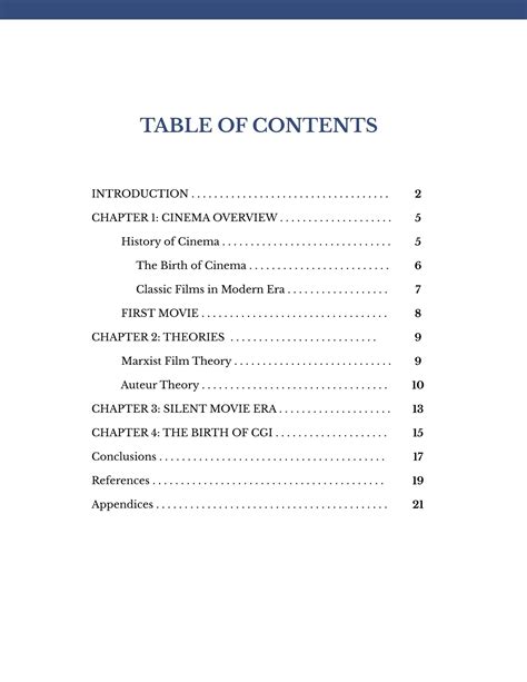 table  contents template  google docs word publisher pages