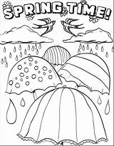 Coloring Spring Pages Time Printable First Kids Raindrops Rain Weather Color Sheets Grade Getcolorings Getdrawings Comments sketch template