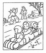 Coloring Winter Sled Pages Playing Season Kids Group Sledding Childrens Color Three Printable Print Nimbus Getdrawings Getcolorings Comments sketch template