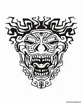 Aztec Coloring Mayan Mask Pages Adult Masks Inca Incas Mayans Printable Adults Inspiration Template Aztecs Tattoo Book Designs Kids Tribal sketch template