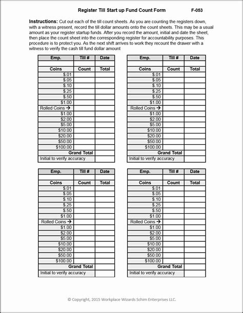 cash drawer count sheet template   cumberland pennsylvania