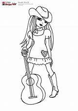 Cowgirl Coloring Pages Country Guitar Model Color Kids Pins Clipart Library Printable Popular sketch template