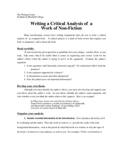 critical essay  examples format  examples