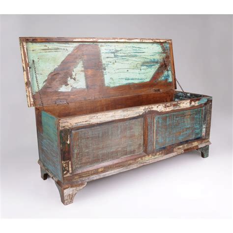 large long reclaimed wood storage chest indonesian