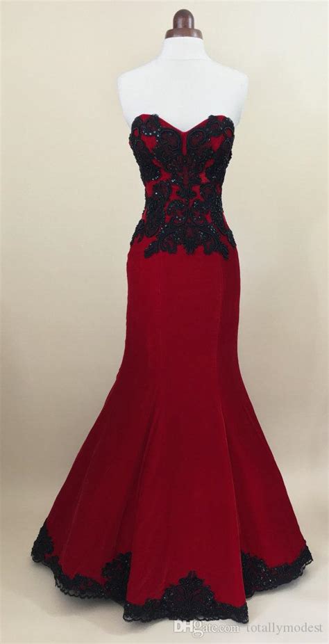 black and red gothic mermaid wedding dresses sweetheart
