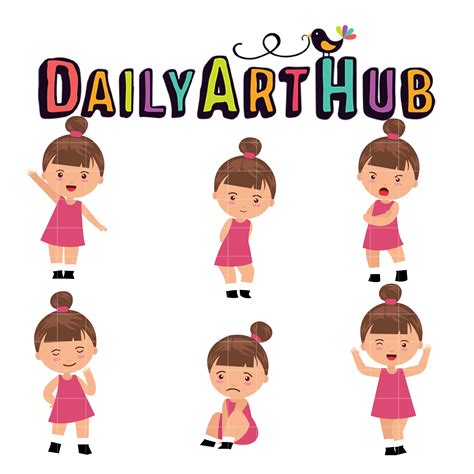girl  bun girl clip art set daily art hub  clip art everyday