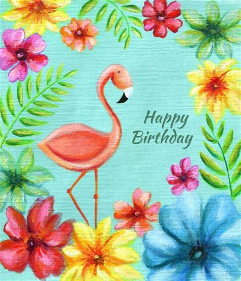 flamingo happy birthday happy birthday  happy birthday art