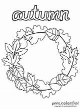 Autumn Wreath Coloring Pages Fall Kids Printcolorfun Printable Color Easy Adult Print Leaves Fun Crafts Books Flower Wreaths Mandala Leaf sketch template