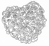 Coloring Pages Roses Heart Hearts Kids sketch template