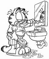 Coloring Garfield Pages Teeth Brushing Routine Morning His Clipart Yellow Gif Library Among Printable sketch template