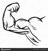 Biceps Drawing Arm Flex Vector Bodybuilder Getdrawings sketch template
