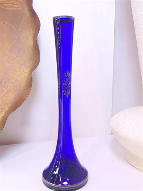 Cobalt Blue Vase Czech Glass Vase Made In Czechoslovakia Vase By
