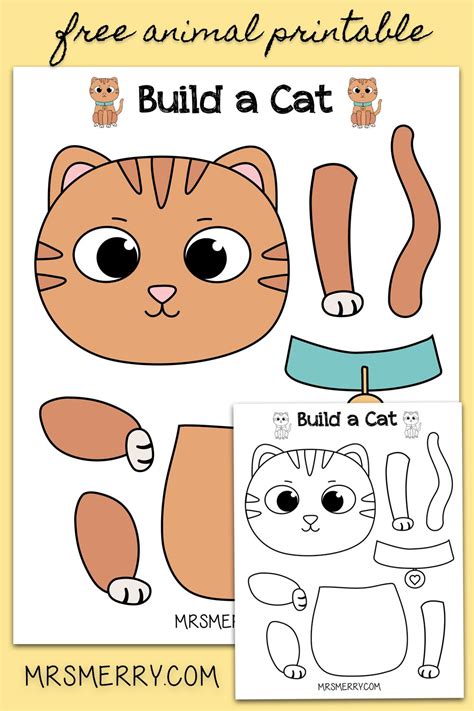 printable build  cat craft  kids  merry cat crafts