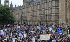 crowds gather  parliament  protest  brexit politics  guardian