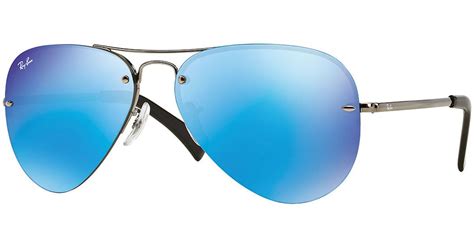 ray ban men s semi rimless aviator sunglasses in blue for men lyst