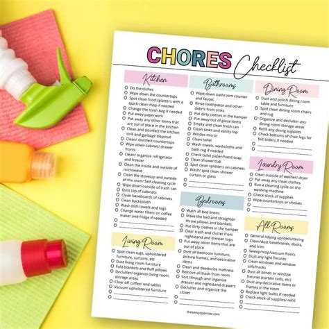 ultimate household chores list   printable template