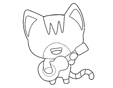 guitarist cat coloring page coloringcrewcom