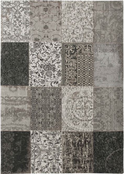 louis de poortere rug vintage black white  patchwork multi