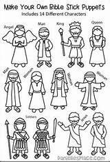 Bible Crafts School Activities Story Puppet Kids Preschool Puppets Stick Sunday Lessons Children Printable Paper Craft Toddler Make Character Coloring sketch template