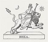 Rhea Mythology Greek Lion Illustrations Rides 1878 Published Szene Stock Clip Woodcut Engraving sketch template