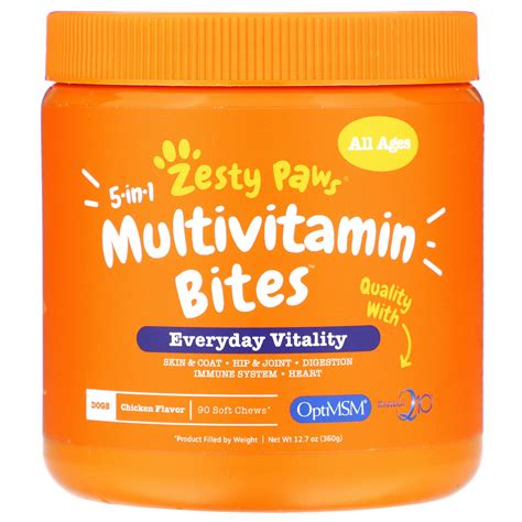 zesty paws    multifunctional bites  dogs everyday vitality  ages chicken flavor