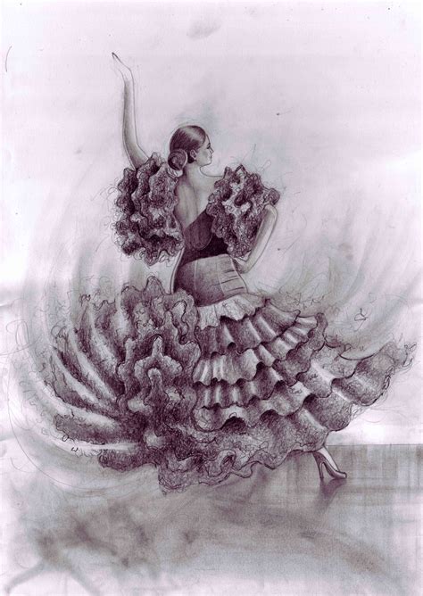 flamenco dancer pencil drawing   commissioned  produ flickr