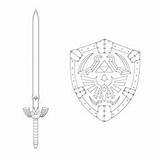 Zelda Hylian Blueprint Espada Tattoo Maestra Espadas Escudo sketch template