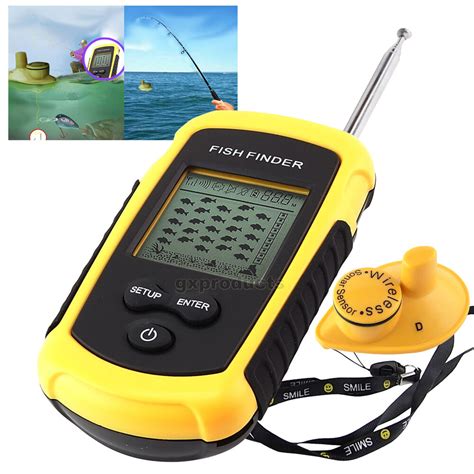 wireless sonar fish finder portable fishfinder depth sounder alarm  ft ebay