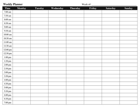 hourly schedule template task list templates