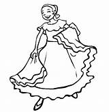 Mexican Coloring Girl Pages Fiesta Folk Dancing Dancer Drawing Printable Clipart Dance Kids Mayo Cinco Cliparts Color Woman Dancers Clip sketch template