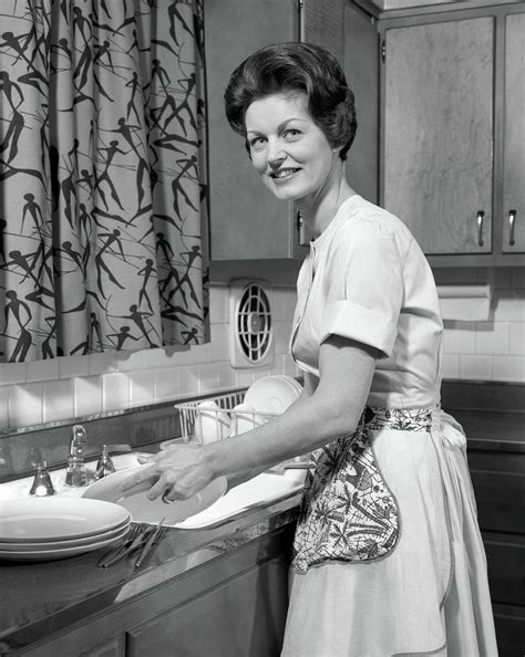 1960s Woman Housewife Washing Dishes Photograph By Vintage Images