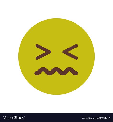 green cartoon face sick sad upset emoji people vector image