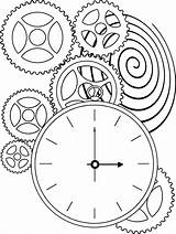 Coloring Pages Clock Steampunk Gears Clocks Gear Colouring Sundial Printable Adult Sheets Color Books Template Kids Drawings Time Patterns Comments sketch template