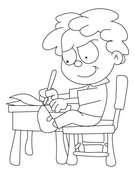 children writing coloring page sketch coloring page