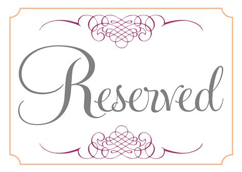 printable reserved seating signs   wedding ceremony  printable reserved table