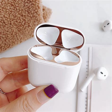 plating metal dust guard  apple airpods case dust patch  air pods case protection sticker