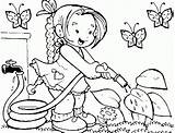 Coloring Garden Pages Watering Kids Girl Flower Little Drawing Tools Plant Gardening Flowers Preschool Utensils Kitchen Kid Construction Print Printable sketch template