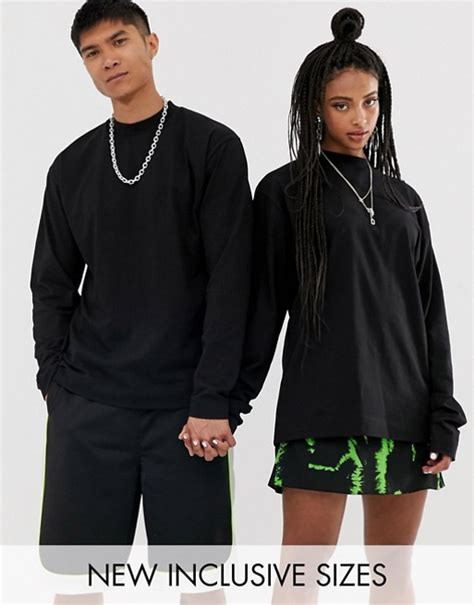 collusion unisex long sleeve t shirt in black asos