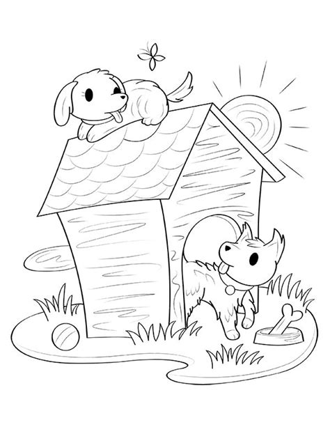 printable dog house coloring page    https