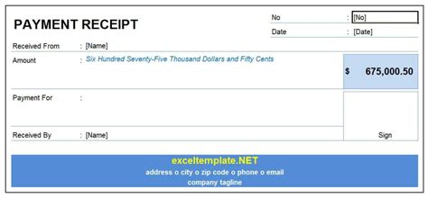 payment receipt excel templates