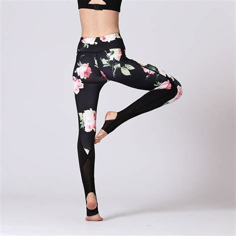 Women Floral Yoga Pants Sports Trousers Compression Workout Stretchy